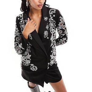 Black Blazer mini Dress wth silver Sequin